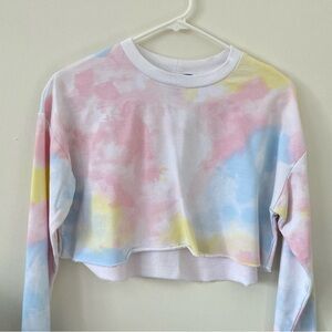 Long Sleeve Tie Dye Crop Top